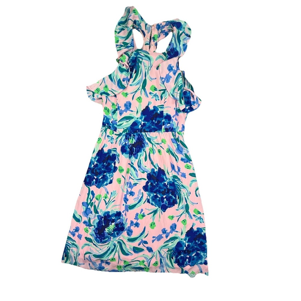 Lilly Pulitzer Rory Dress Women's Size 4 Pink Tropical Ruffle Midi Floral Resort